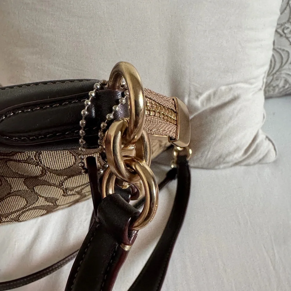 Coach Tan and Brown Signature Shoulder Bag with Wallet NWOT - Picture 5 of 15